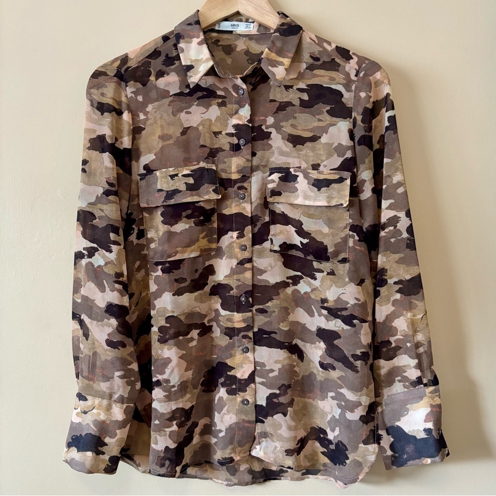 Mango Camouflage Button-Up Shirt